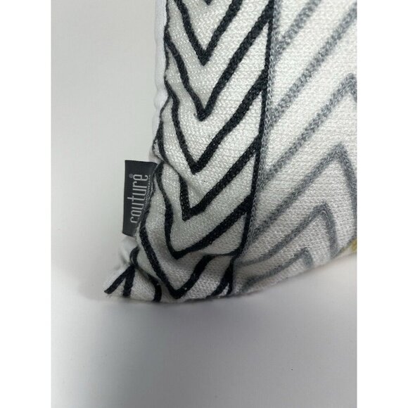 Set Of 2 Decorative Throw Pillow Cases Woven Canvas Quality Yellow Grey White - Picture 5 of 11